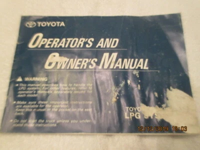 $8.55 • Buy TOYOTA LPG SYSTEM Forklift Truck Owner Operator Safety Manual User Guide Book