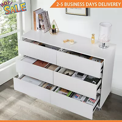 White 6-Drawers Double Dresser Chest Of Drawer Storage Cabinet For Bedroom NEW • $158.75