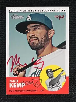 2012 Topps Heritage Real One Special Edition Red Ink /63 Matt Kemp #ROA-MK Auto • $37.27