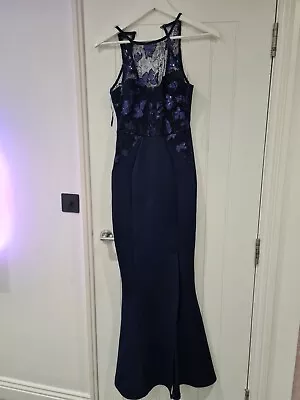 £15 • Buy Lipsy Dark Blue Split Leg Prom/ Evening Dress (size 8) 