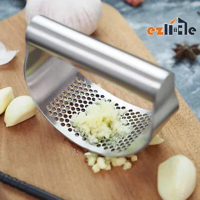 $11.95 • Buy Press Crusher Manual Rocker Mincer Kitchen StainlessSteel Garlic Masher Squeezer