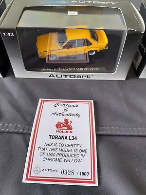 1:43 Biante Holden LH L34 SL/R 5000 Torana In Chrome Yellow • $89