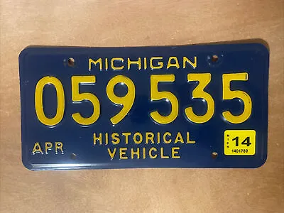 2014 Michigan License Plate Historical Vehicle # 059 535 • $11.24