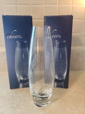 Set Of 2 Mikasa Cheers Frosted Stripe 7  Bud Vases • $29