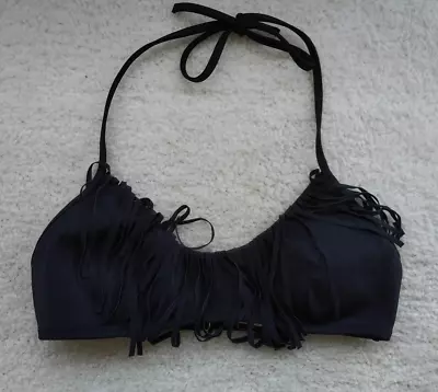 Victoria's Secret Black Fringed Bikini Top Bathing Suit S/p Never Worn Padded • $24