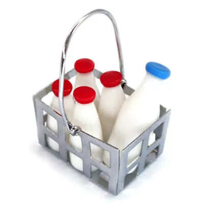 Miniature Milk Bottles Miniature Beverages In A Basket Milk Bottle Kitchen 1:12 • $2.85