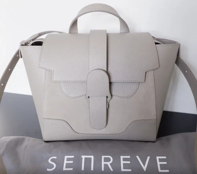 $350 • Buy Authentic Senreve Mini Maestra  Beige Pebbled Leather Backpack / Crossbody
