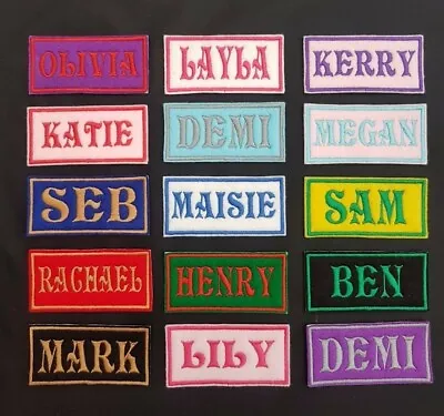 £3.85 • Buy Personalised Embroidered Name Patch Badge 100 X 40 Rectangular Iron On Or Sew