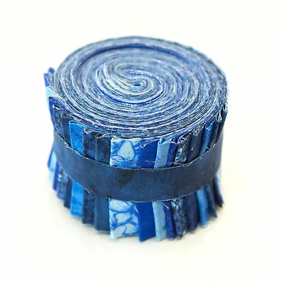 18-pc It's All Blue Jelly Roll 2.5  Pre-cut 100% Cotton Fabric Quilting Strips • $12.99