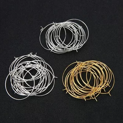 50pcs Iron Hoop Earrings Blank Findings 20MM - 40MM For Diy Making Accessories • £3.42