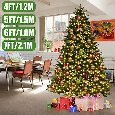 4ft 5ft 6ft 7ft Artificial Green Christmas Tree With LED Light Xmas Decorations • $54.99