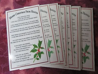 8 Pcs- MERRY CHRISTMAS FROM HEAVEN- Heavy Paper Prayer Holy Cards- NEW • $10.99
