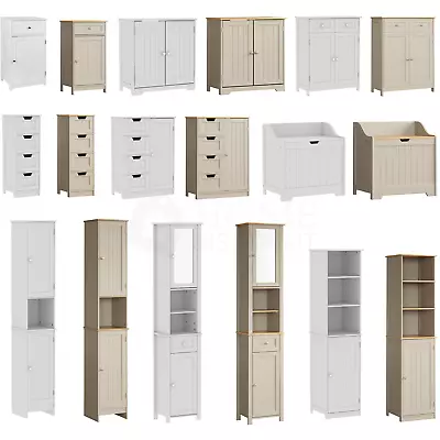 Priano Bathroom Cabinet Door Wall Mounted Freestand Storage Furniture White Grey • £42.90