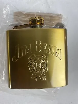 $17.90 • Buy Jim Beam Stainless Steel 5oz Hip Flask - Gold Colour New In Box