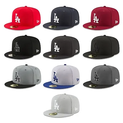 Los Angeles Dodgers LAD MLB Authentic New Ear Fitted Cap - 59FIY • $15.99