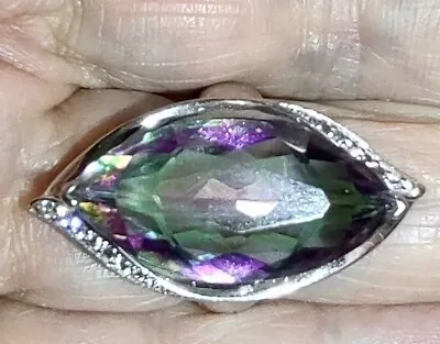 Vintage Mystic Topaz Marquise Cut Solitaire With Accents Ring Sz 7 3/4 ((W57)) • $59