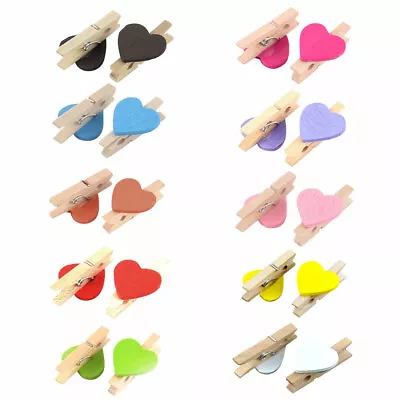 Card Photo Clothes Love Heart Crafts Spring Pegs Mini Wooden Clip 50pcs • £8.51