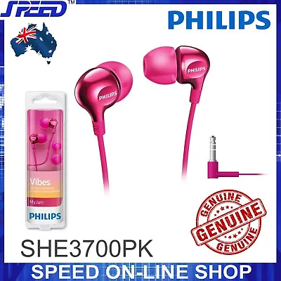 $34.95 • Buy PHILIPS SHE3700PK Headphones Earphones - Pumping Bass - PINK Color - GENUINE 