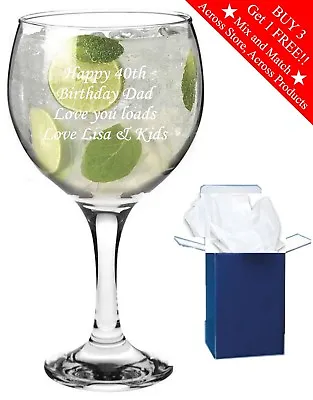 Personalised Engraved Gin Balloon Glass Let Your 30th 40th Be 18th 21st Birthday • £10.98