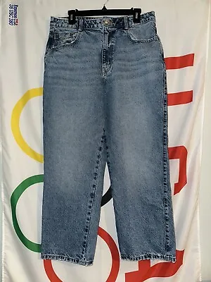 Zara High Rise Straight Jeans Womens 12 Blue Denim Medium Wash • $17.97