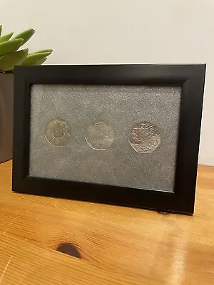 Old Style 50p Coin Display Frame For 3 Large Fifty Pence • £9.95