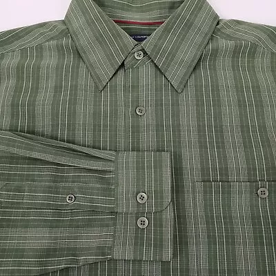 Saddlebred Tattersall Striped Plaid Long Sleeve Button Down Microfiber Shirt L • $19.80