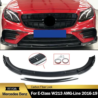 AMG Style Front Bumper Splitter For Mercedes E-Class W213 C238 16-19 Carbon Look • $170.99