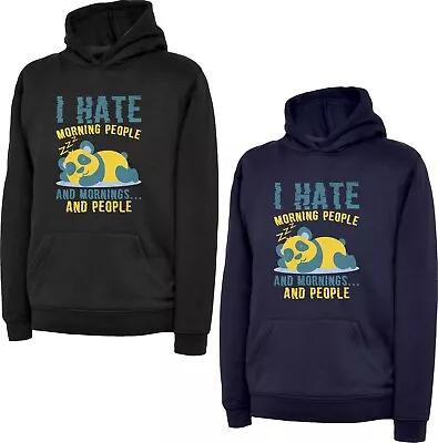 I Hate Morning Peoples Lazy Panda Funny Meme Hoodie Cute Sleeping Panda Gift Top • £18.99