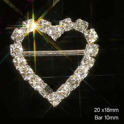 £5.20 • Buy 10 Heart (horizontal Bar) Diamante Crystal Rhinestone Ribbon Slider Buckles -2cm