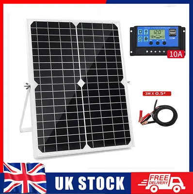 20W Solar Panel Kit 12V Battery Charger 10A Controller RV Trailer Camper Van • £29.99