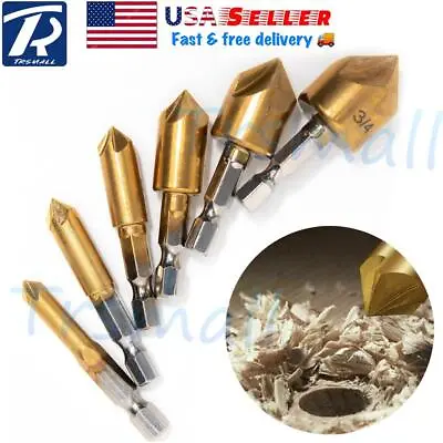 6Pcs Countersink Drill Bit Set 1/4'' Hex Shank HSS Woodworking Pilot Screw Holes • $8.99