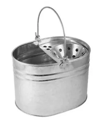 New  14L Heavy Duty Metal Mop Bucket Galvanised Strong 14L Capacity For Cleaning • £11.90