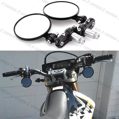 Round 7/8  Handle Bar End Motorcycle Side Mirrors For Suzuki DRZ400 DRZ 400SM • $19.68