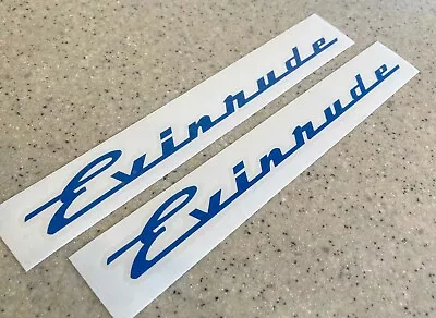 Evinrude Vintage Outboard Motor Decal Blue 10  2-pak FREE SHIP + FREE Fish Decal • $12