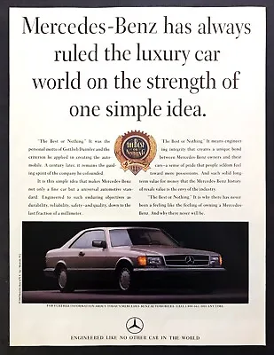 1989 Mercedes-Benz 560 SEC Coupe Photo  The Best Or Nothing  Vintage Print Ad • $9.59