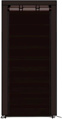 $54.06 • Buy 10 Tier Shoe Rack Portable Storage Cabinet Organiser Wardrobe Brown Cover