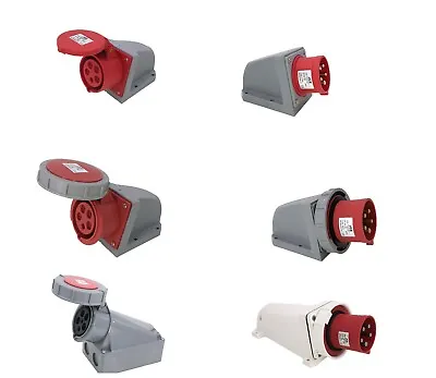 £48.31 • Buy JCE Red 5 Pin 415V 3 Phase Wall Mount Sockets Plugs Appliance Inlets Industrial 