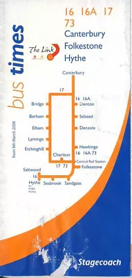 Stagecoach East Kent Bus Timetable (N080309) 16 17 Folkestone Canterbury Mr 2008 • £2.29