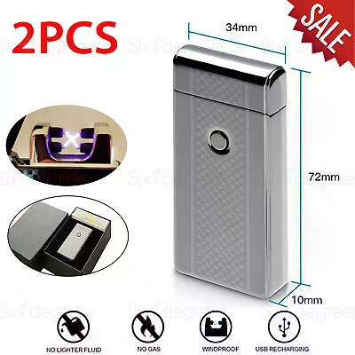 2PCS Windproof Electric Usb Lighter Rechargeable Double Arc Flameless Plasma • $14.39