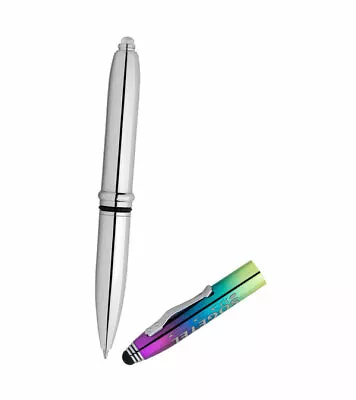 3 In 1 Writing Pen Torch And Stylus Premium Iridescent Multi Coloured Design • £6.95