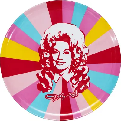 Dolly Parton Signature Serving Tray – 14″ Round Melamine Platter Multicolor • $16.45