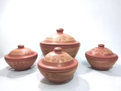 Serving Clay Pot 8 Set Organic Terra Cotta Serving Pot For Cooking With Lid • $150