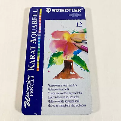 Staedtler 12 Watercolor Pencils Karat Aquarell In Tin - Hardly Used • $14.95