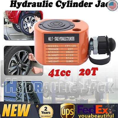 20 T Hydraulic Cylinder Jack Mini Hydraulic Ram Low Profile Lifting Cylinder • $90.25