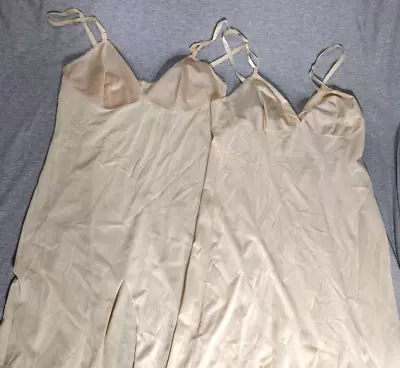 Vintage Vanity Fair Nylon Full Slips Lot Of 2 Size 34 Ivory Wear Renew Repurpose • $15