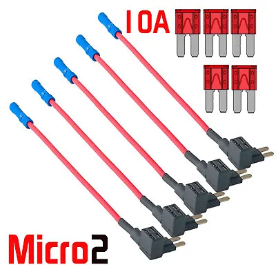 5X Add A Circuit Piggy Back Fuse Tap Blade Fuse Holder Micro2 10AMP ATR APT • $9.48