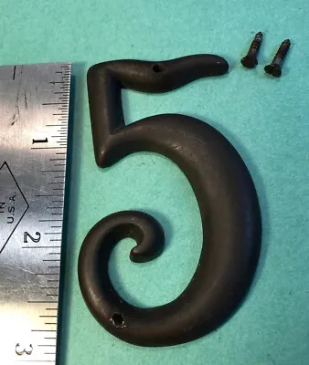 Vintage / Antique Brass Or Bronze 5 House Number 3  Tall Weathered • $12.99