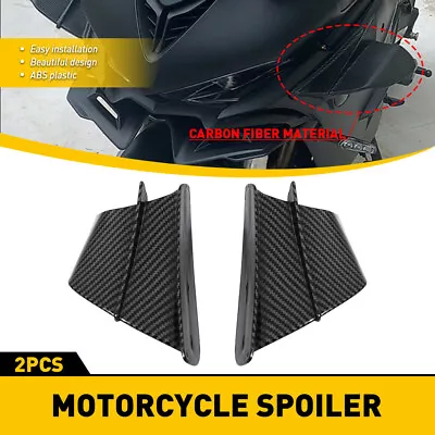 Pair Gloss Carbon Fiber Motorcycle Side Winglets Air Deflector Wing Kit Spoiler • $21.84