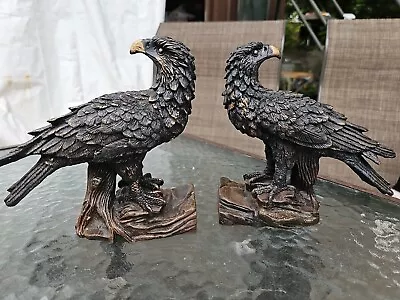 7  Vintage Bronze Gilt Eagle King Of Birds Statue Sculpture Pair Book Ends 9 Lb • $149