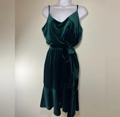 $30 • Buy Rachel Zoe Velvet Green Spaghetti Strap Dress, Midi/long, Size XL New Without Tg